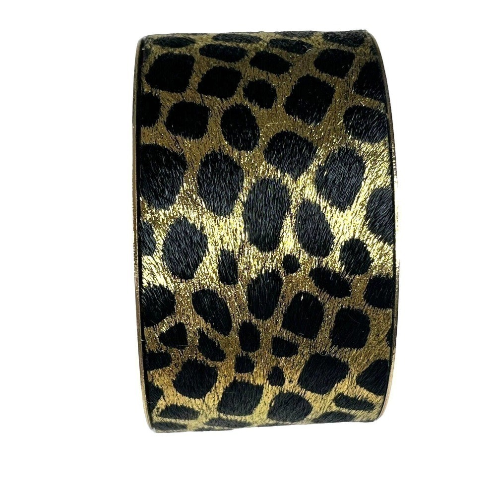 Glitter Cuff Bracelet Handmade with Leopard Print Fabric